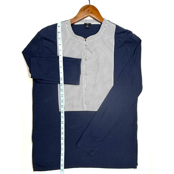 J.Crew,‎  Navy/White Stripe Collar, Long Sleeve Shirt, Wmn's Size Small - Picture 4 of 8